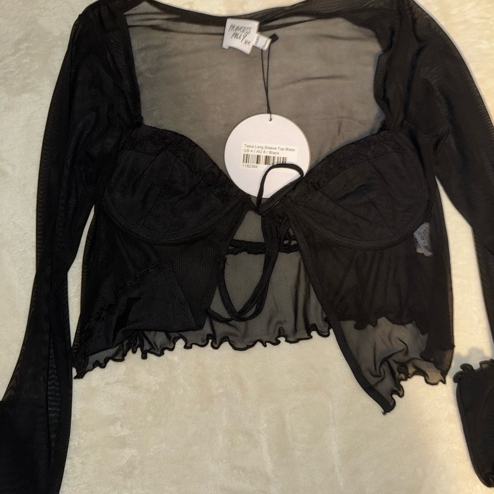 Princess Polly Black Mesh Top